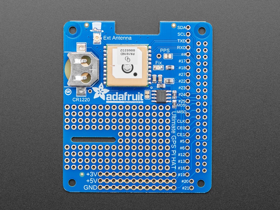 Adafruit Ultimate GPS HAT for Raspberry Pi A+/B+/Pi 2/3/4/Pi 5 - Mini Kit