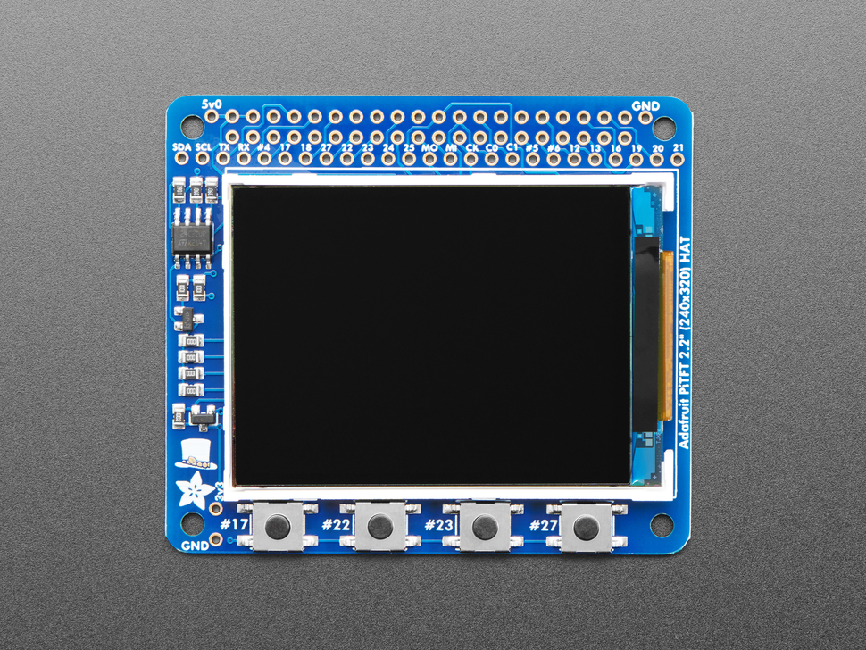 Adafruit PiTFT 2.2" HAT Mini Kit - 320x240 2.2" TFT - No Touch