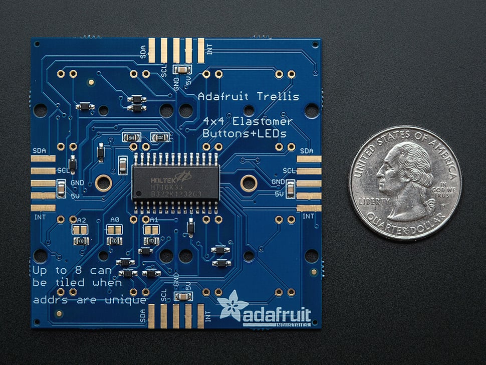 Adafruit Trellis Monochrome Driver PCB for 4x4 Keypad & 3mm LEDs