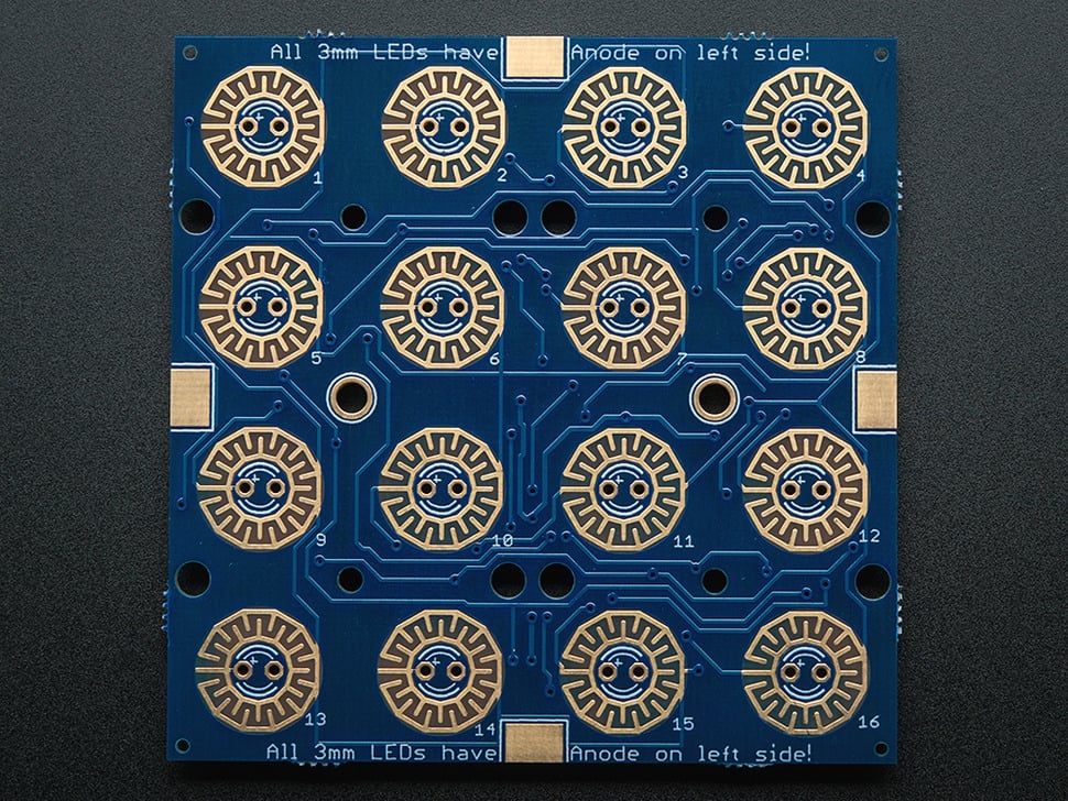 Adafruit Trellis Monochrome Driver PCB for 4x4 Keypad & 3mm LEDs