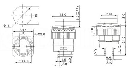 16mm Illuminated Pushbutton - Yellow Momentary