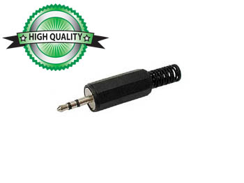 3/32" (2.5mm) Stereo Plug w/ Strain Relief, Black