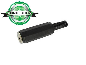 1/8" (3.5mm) Stereo Jack w/ Strain Relief, Female - Black