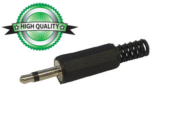 1/8" (3.5mm) Mono Plug w/ Strain Relief, Black