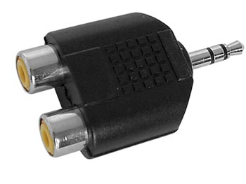 Dual Phono (RCA) Jacks to 1/8" (3.5mm) Phone Stereo Plug Adapter