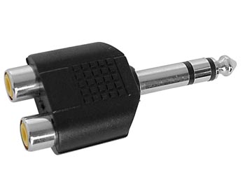 Dual Phono (RCA) Jacks to 1/4" Phone Stereo Plug Adapter