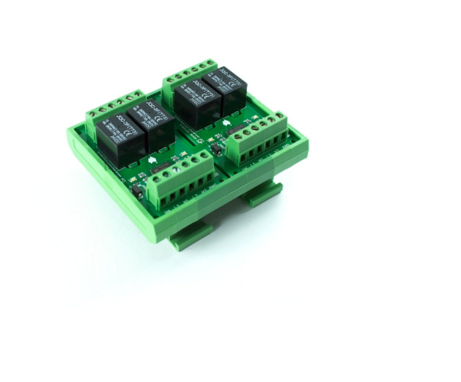 Four 12VDC Relay Card on DIN Rail Mount