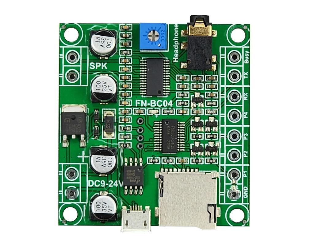 4 Buttons Triggered MP3 Player Board with 10W Amplifier and Solder Pads