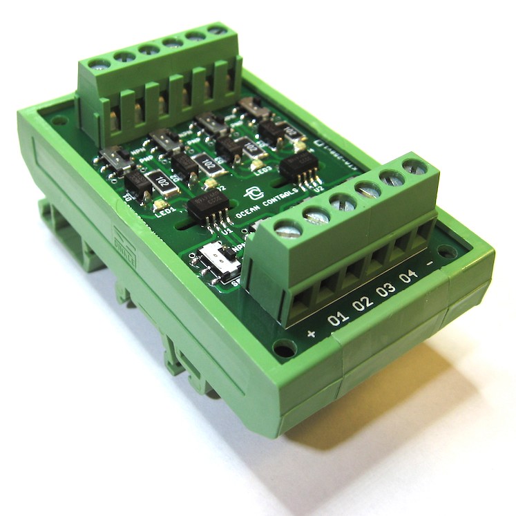 4 Channel Opto-Isolator on DIN-rail Mount