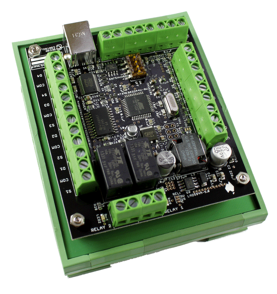 USB Serial Stepper Motor Controller on DIN Rail Mount