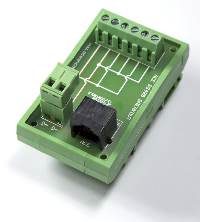 RJ45 RS-485 Breakout Distribution Card on DIN Rail Mount