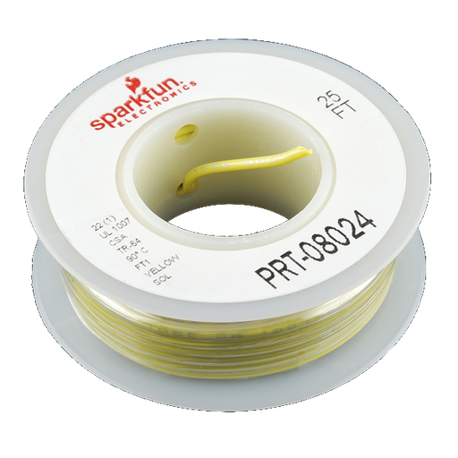 Solid-Core Wire Spool - 25ft - 22AWG - Yellow