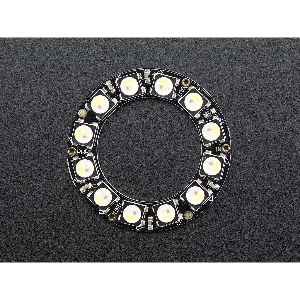 NeoPixel Ring - 12 x 5050 RGBW LEDs w/ Integrated Drivers - Cool White - ~6000K