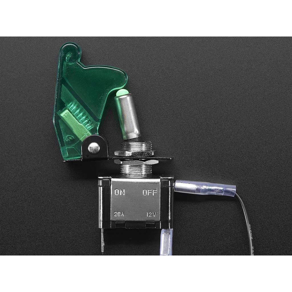 Illuminated Toggle Switch with Cover - Green