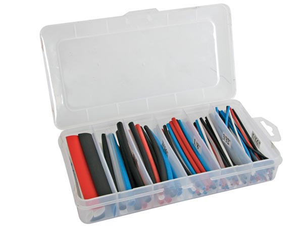 HEAT-SHRINKABLE TUBE KIT - MULTICOLOUR 10cm - 170 pcs - IN STORAGE BOX