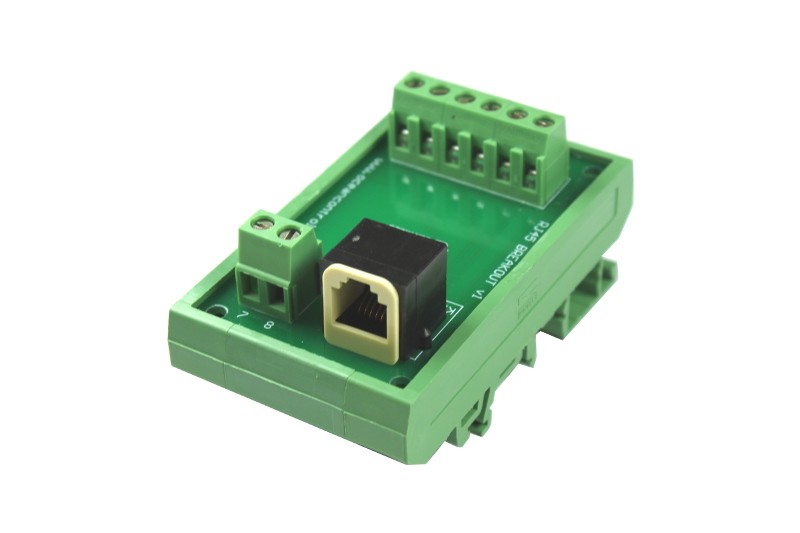 RJ12 Terminal Card on DIN rail