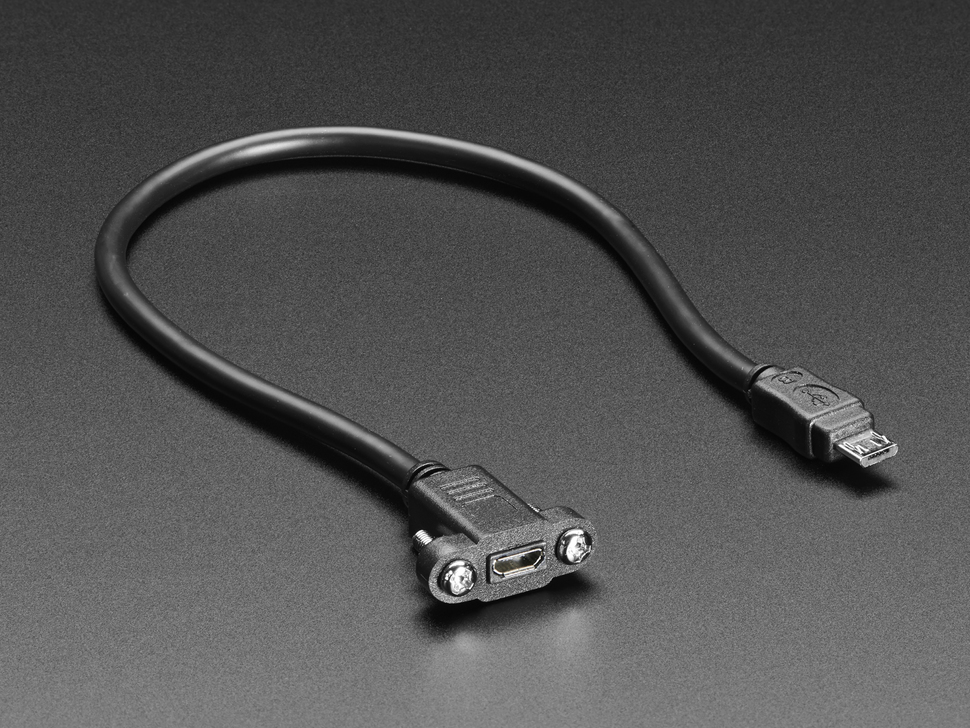 Panel Mount Extension USB Cable - Micro B Male to Micro B Female