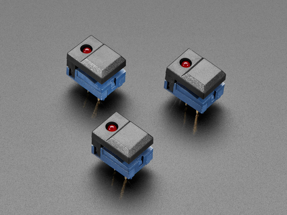 Step Switch with LED - Three Pack of Black with Red LED - PB86