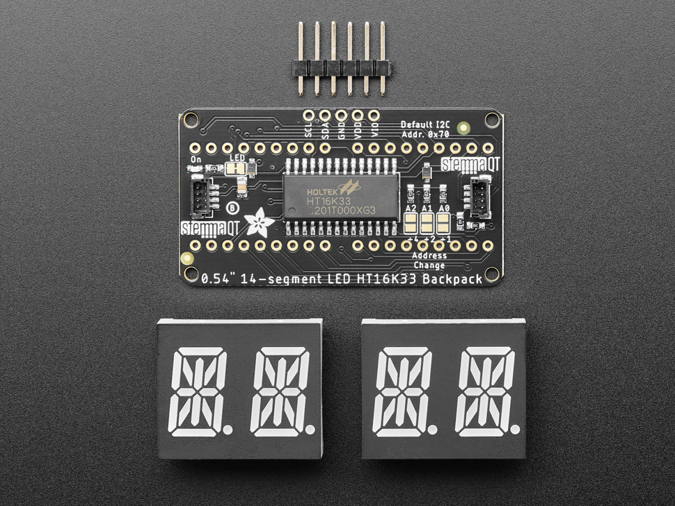 Quad Alphanumeric Display - Blue 0.54" Digits w/ I2C Backpack - STEMMA QT / Qwiic