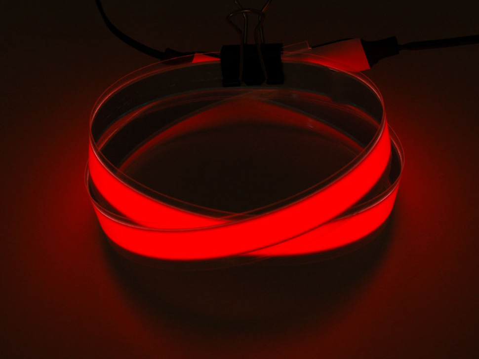 Red Electroluminescent (EL) Tape Strip - 100cm w/two connectors