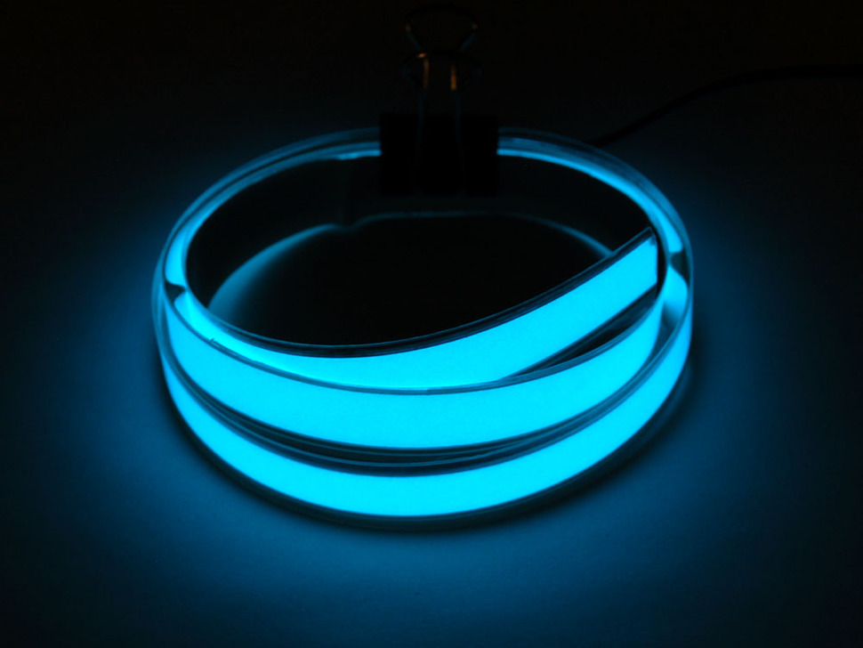 Aqua Electroluminescent (EL) Tape Strip - 100cm w/two connectors