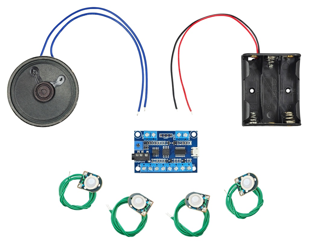 USB Recording Module (Multi Sound Files per Button) with Buttons, Speaker and Battery Box