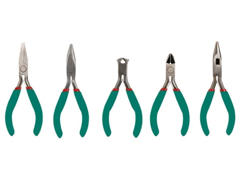 Set of 5 precision pliers, for professional and hobby use