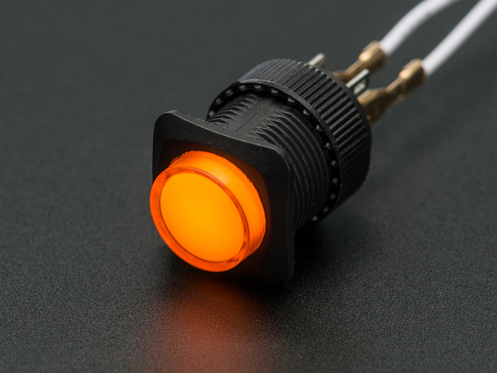 16mm Illuminated Pushbutton - Yellow Momentary